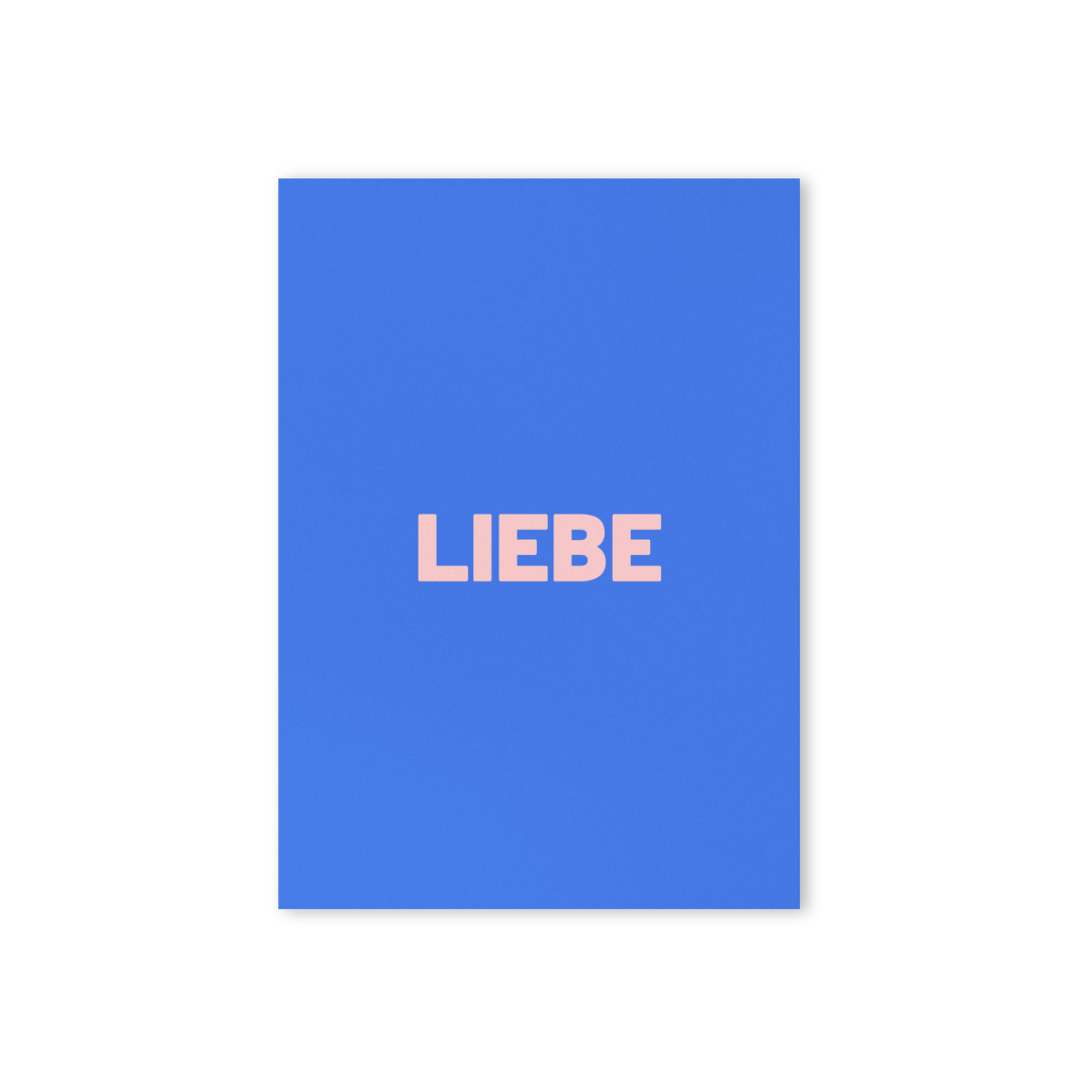 Postkarte - LIEBE blau-rosa