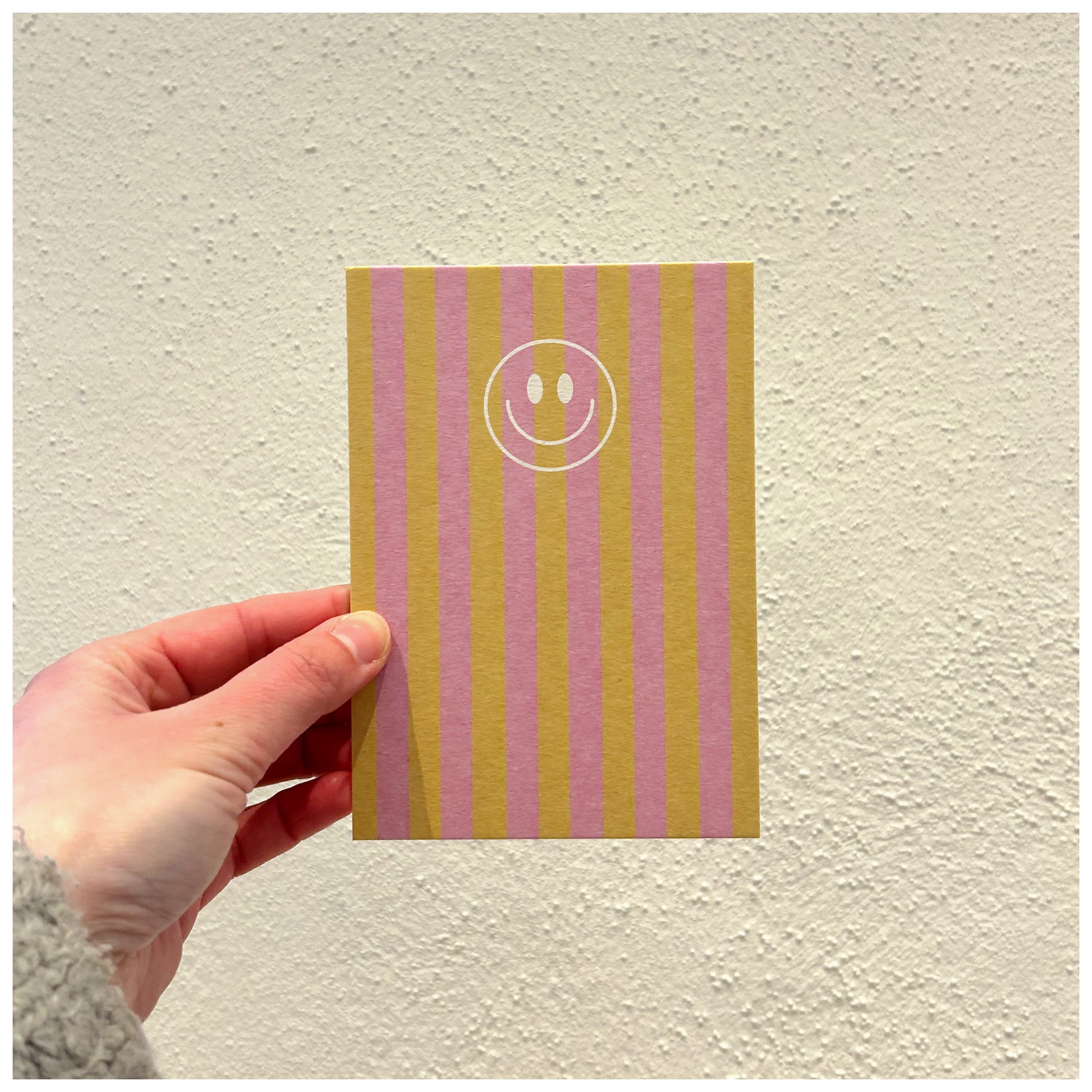 Postkarte - Streifen Smiley