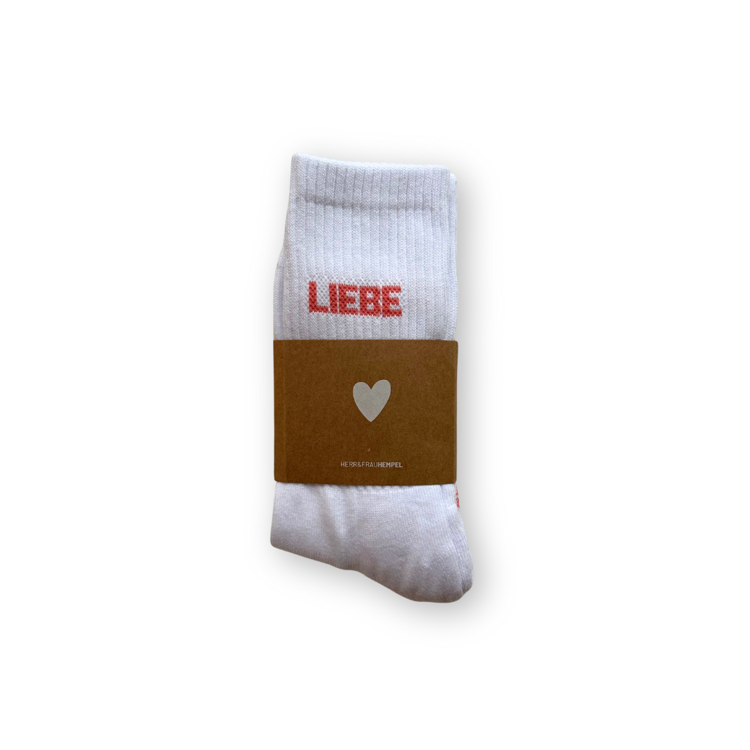 SOCKEN - LIEBE coral - weiß