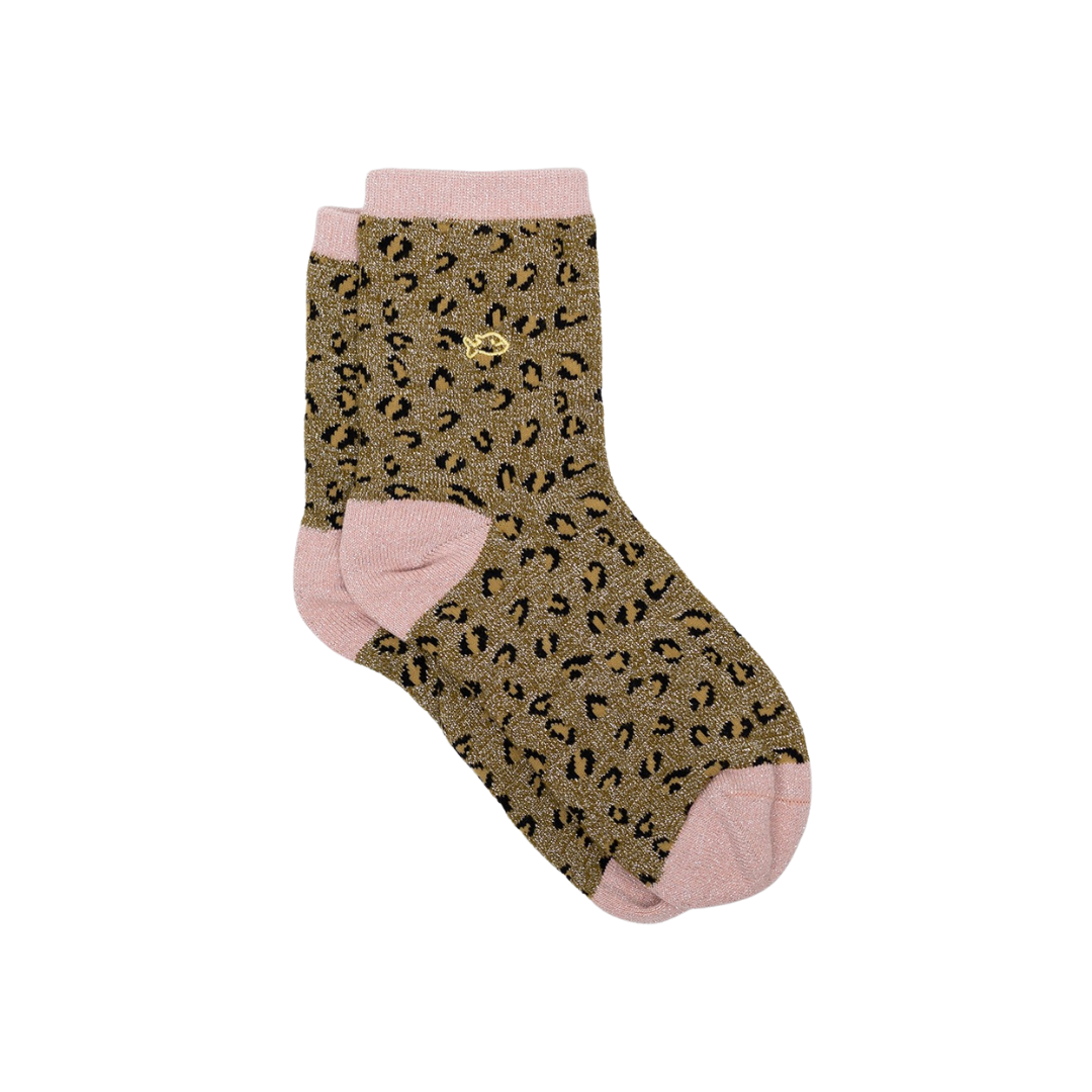 Glitzersocken mit Leomuster