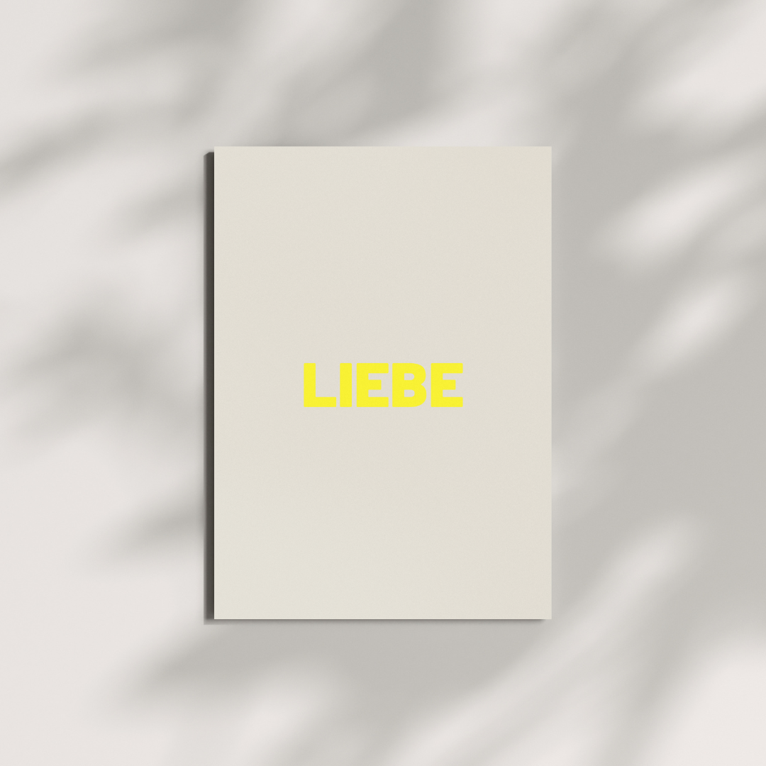 Postkarte - LIEBE gelb-greige
