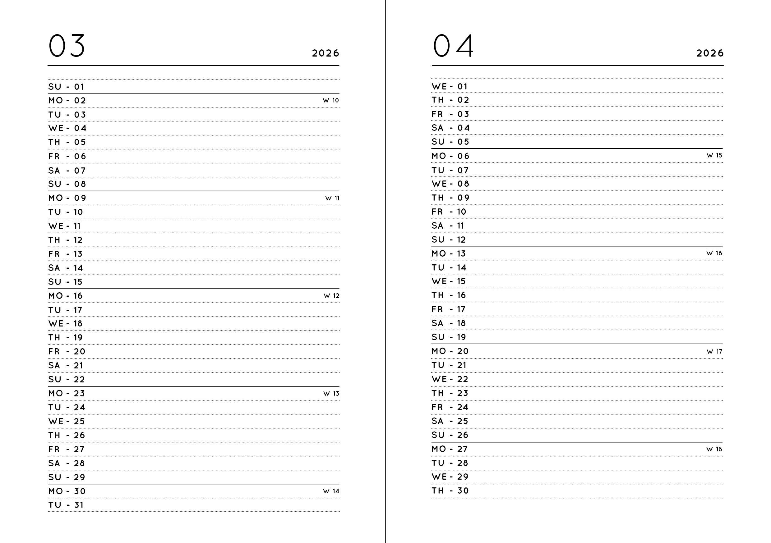 Pocket Kalender / Planner 2026 (DIN A6)