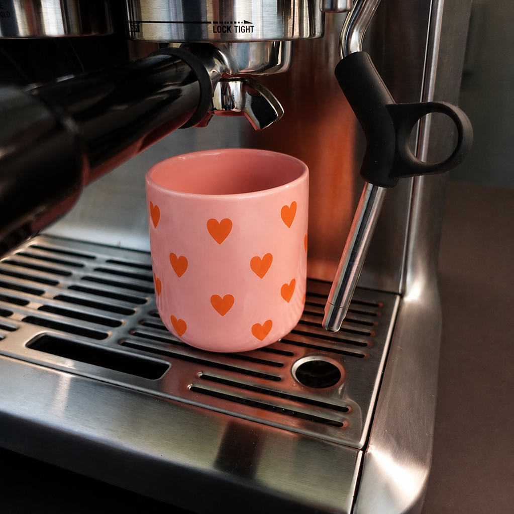 Becher - Herzen rosa - orange