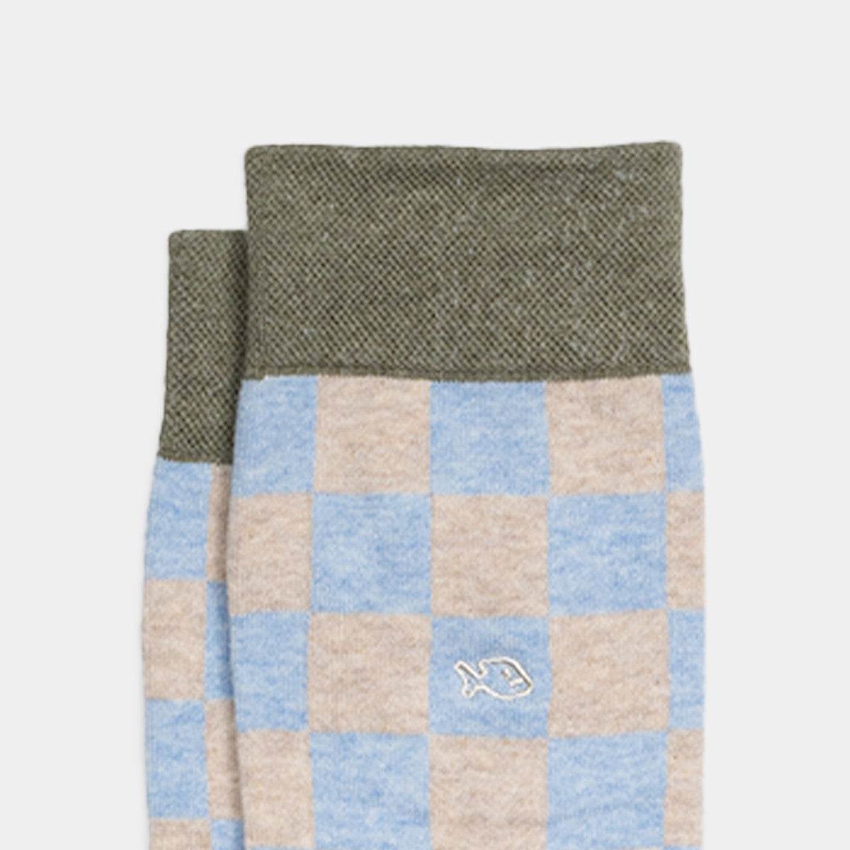 karierte Socken grau/blau - orange