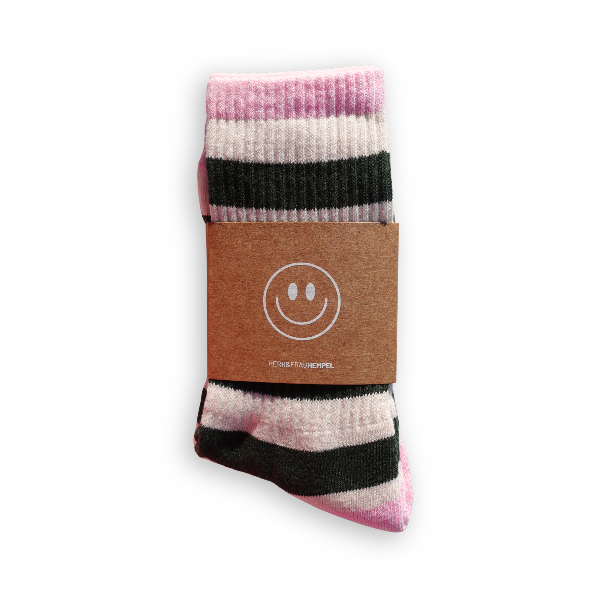 SOCKEN - Streifen dunkelgrün - rosa