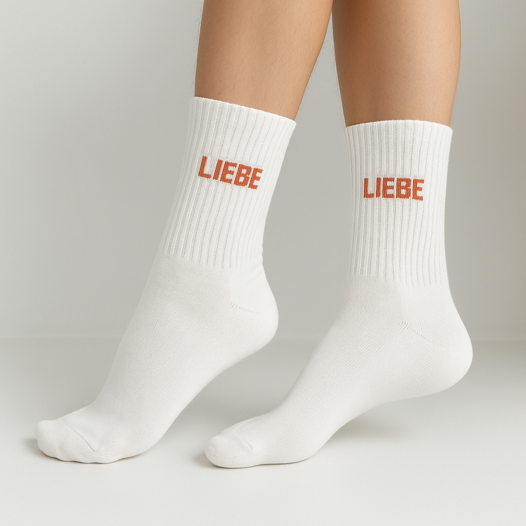 SOCKEN - LIEBE coral - weiß