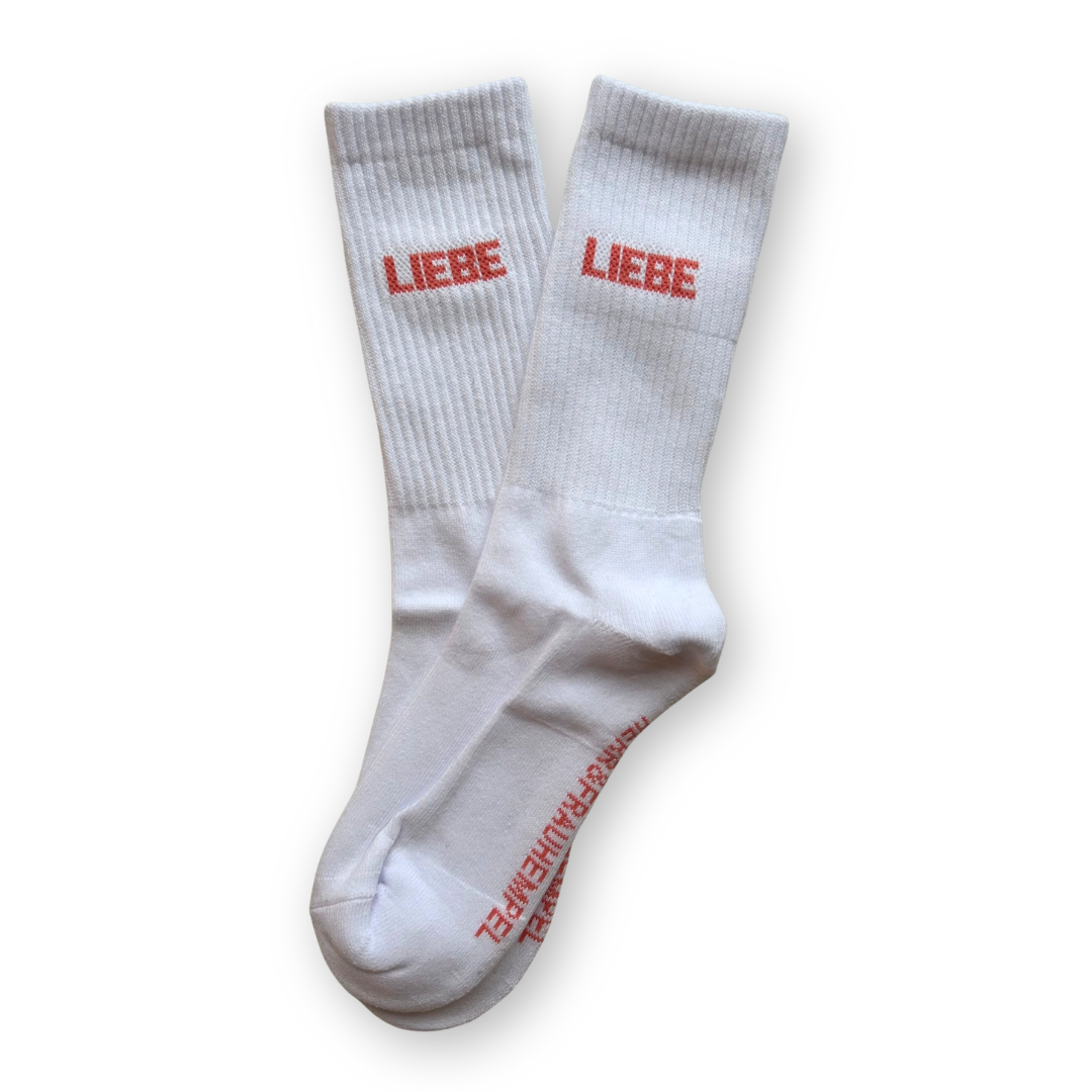 SOCKEN - LIEBE coral - weiß