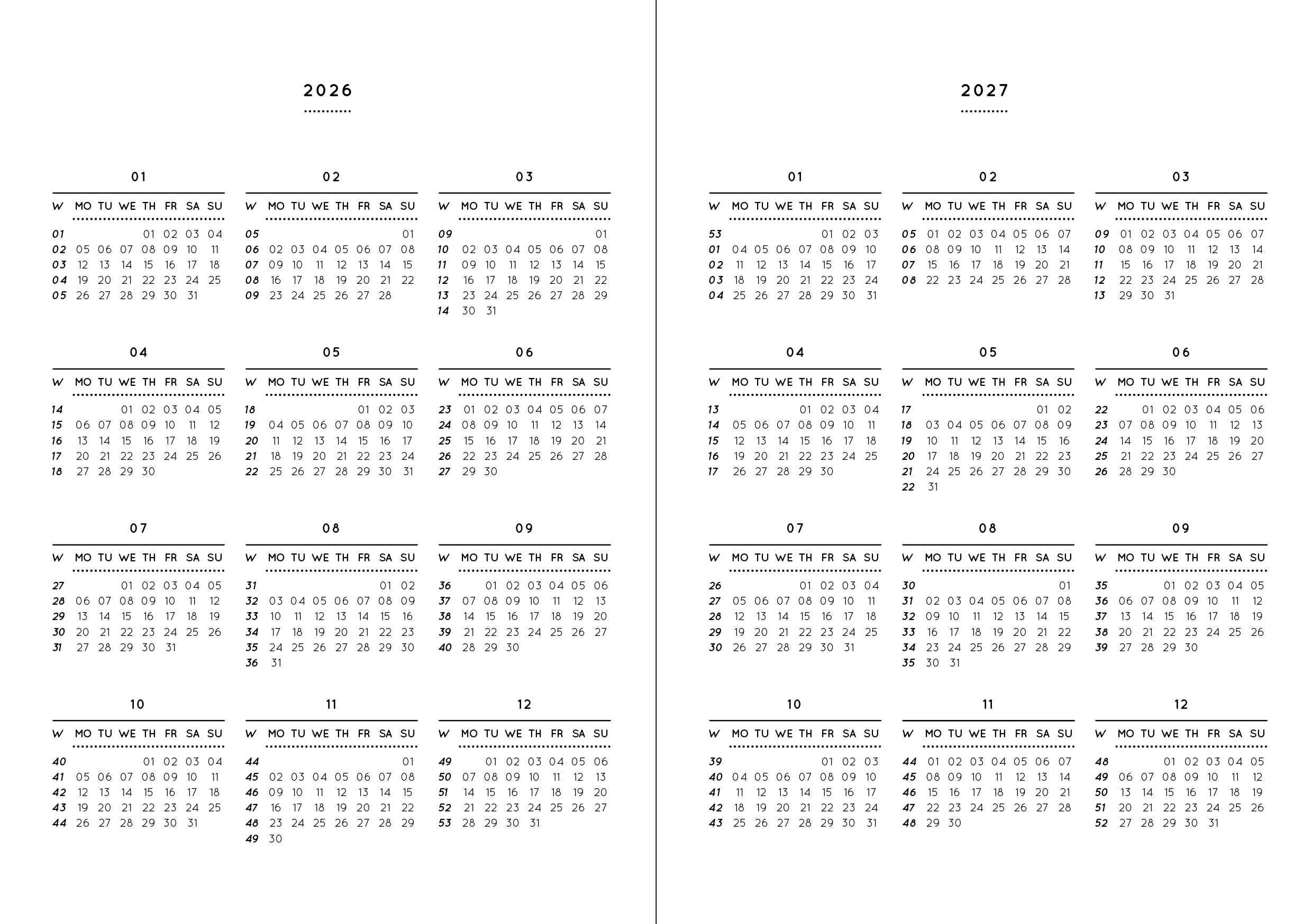 Pocket Kalender / Planner 2026 (DIN A6)