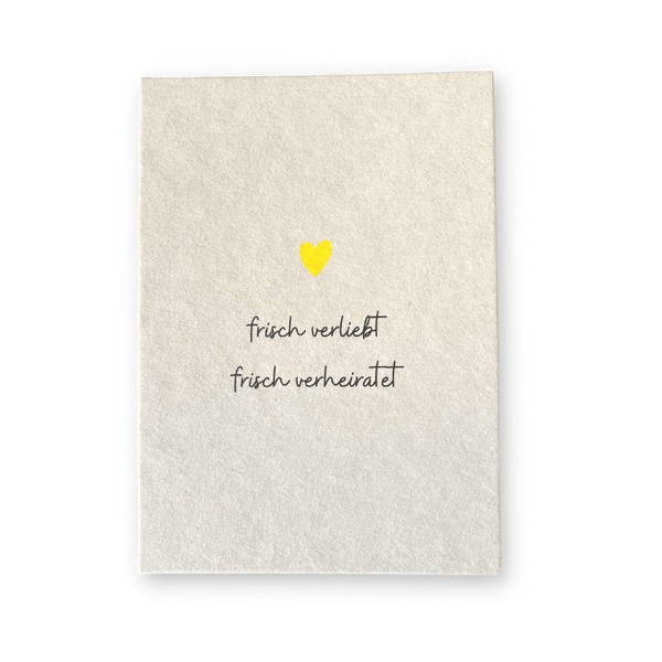 Postkarte - frisch verliebt frisch verheiratet