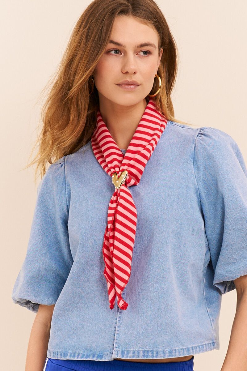 Halstuch m Streifen rosa rot